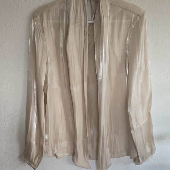 Mango Cream Tie-Neck Blouse - Picture 5 of 5